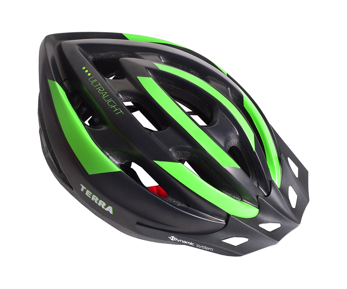 Шлем взрослый черный с зеленым VSN 23 new terra